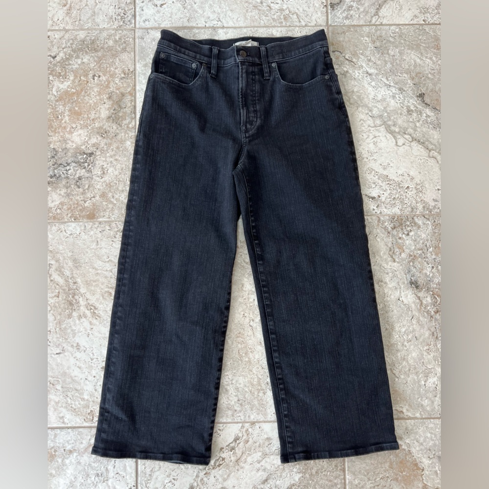 Madewell The Petite Perfect Vintage Wide-Leg Stretch Jeans Black, sz 30 Petite